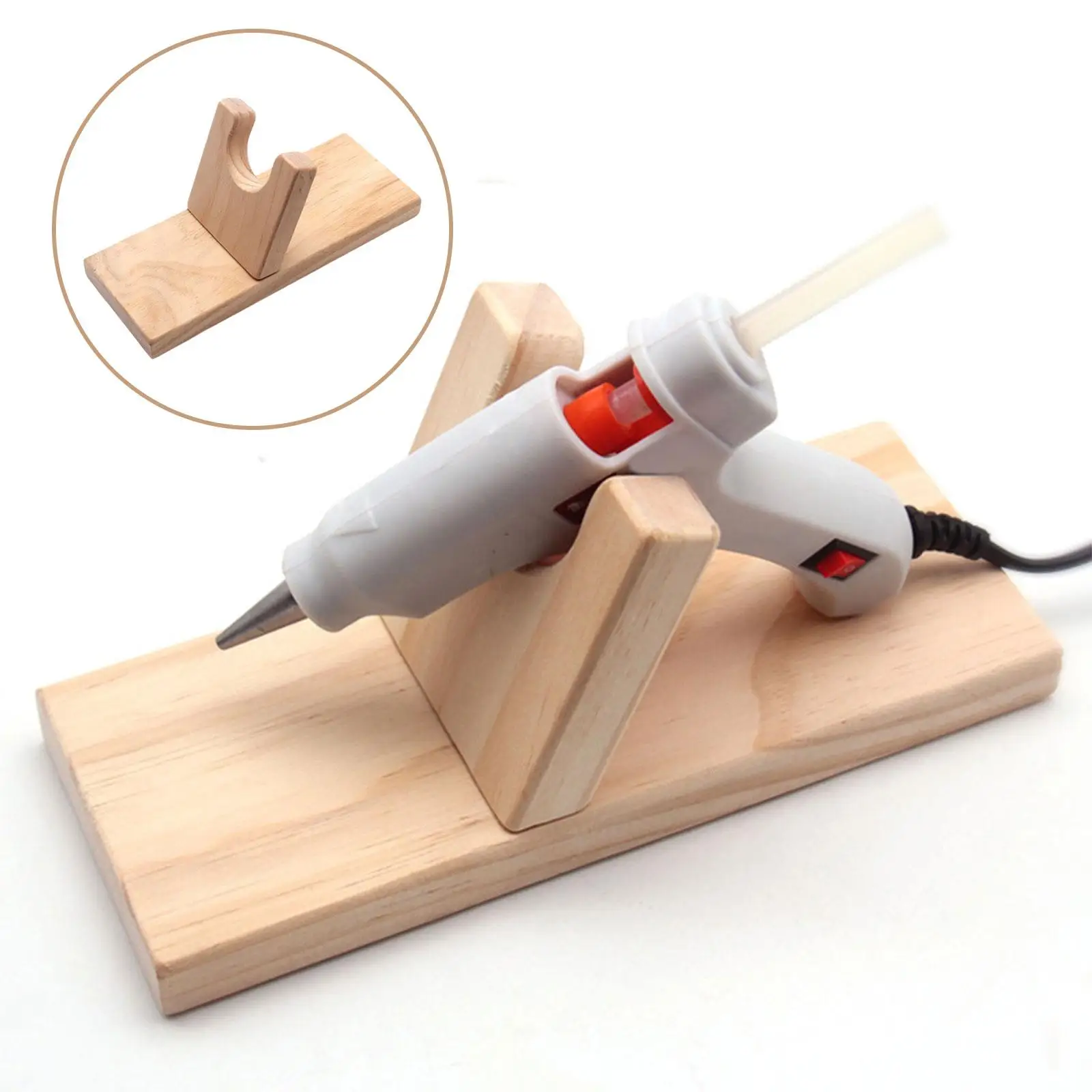 Imagem -05 - Madeira Hot Glue Gun Holder Stand Tools Storage Bracket Craft Room Organizer Machine Base 20x8cm