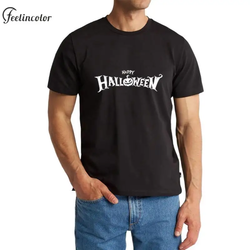 

New Halloween Pyrography T-Shirt Men School Holiday Party Tee Shirt Short Sleeved Black Graphics T-Shirt Casual Male Clothing