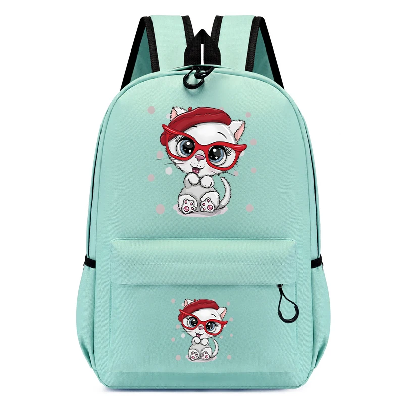 Mochila Escolar con estampado de gatitos y dibujos animados para niños y niñas, bolso Escolar Kawaii para guardería