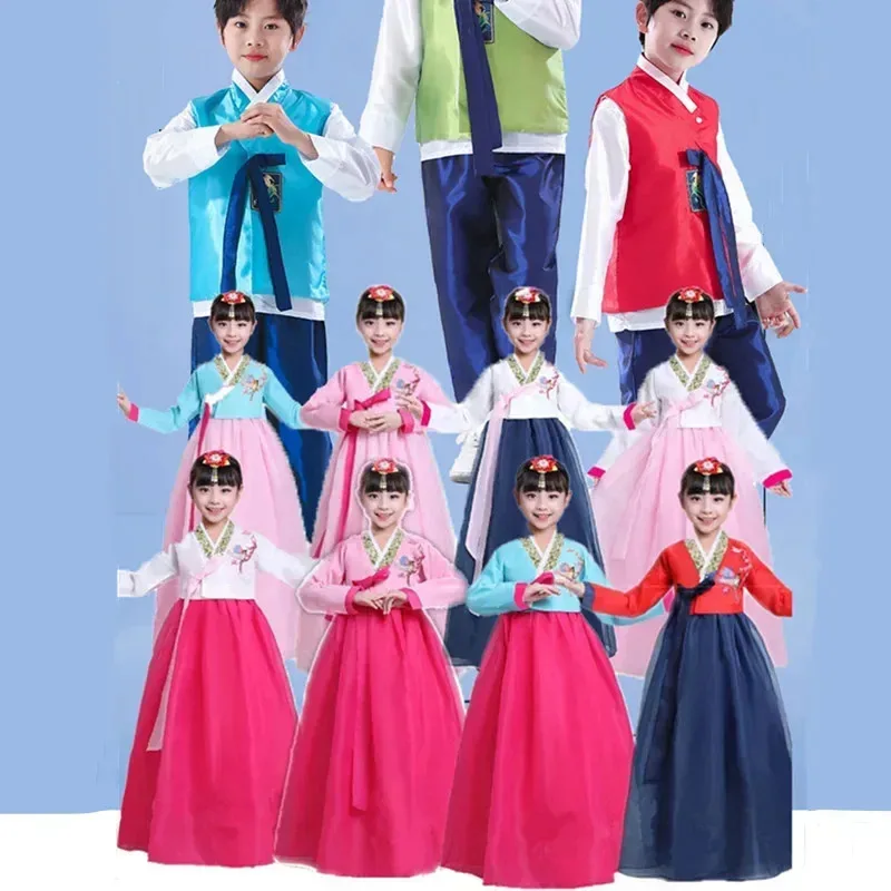 

Children's Hanbok Baby Boy Suit Performance Girl Sets Outfit Fashion Kids Set Cosplay Clothing Korean Dance Costumes Clothes