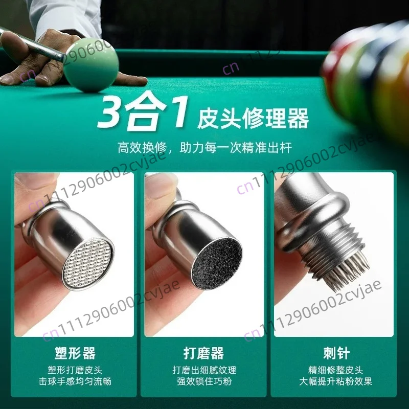 3 in 1 Including Shaping Scuffing and Aerating Billiard Snooker Pool Cue Tip Tool.