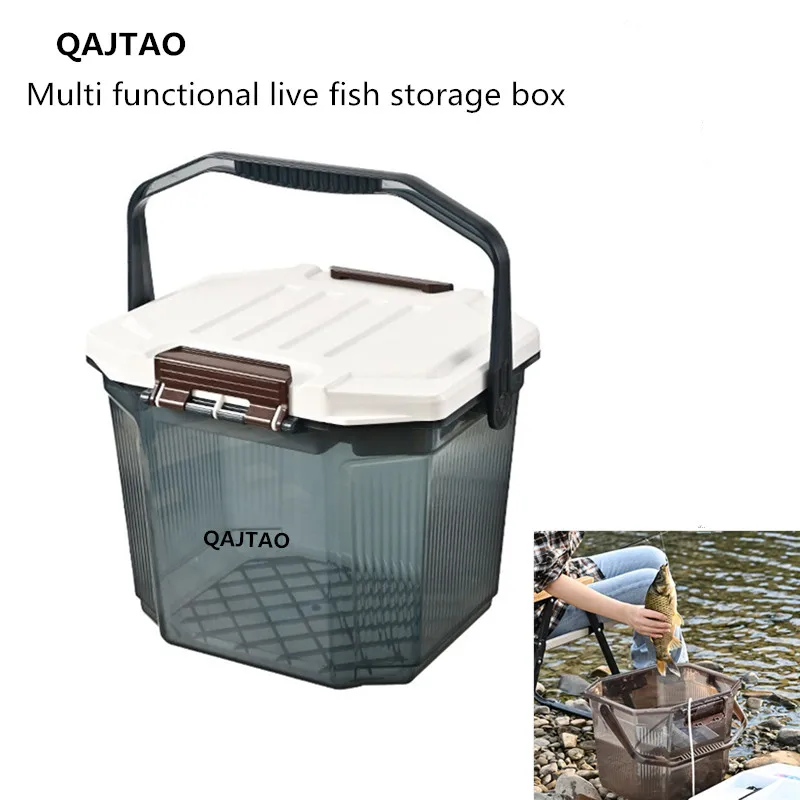 

26L Fishing Storage Box Multi functional Seatable Thickened Fishing Bucket Outdoor Car Wash Bucket Plastic with Lid Handheld