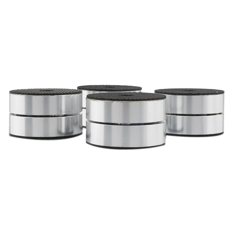 

4Piece Hifi Speaker Isolation Feet Cushion Pads Stand Feet Aluminum Vibration Dampener 40X23mm Silver