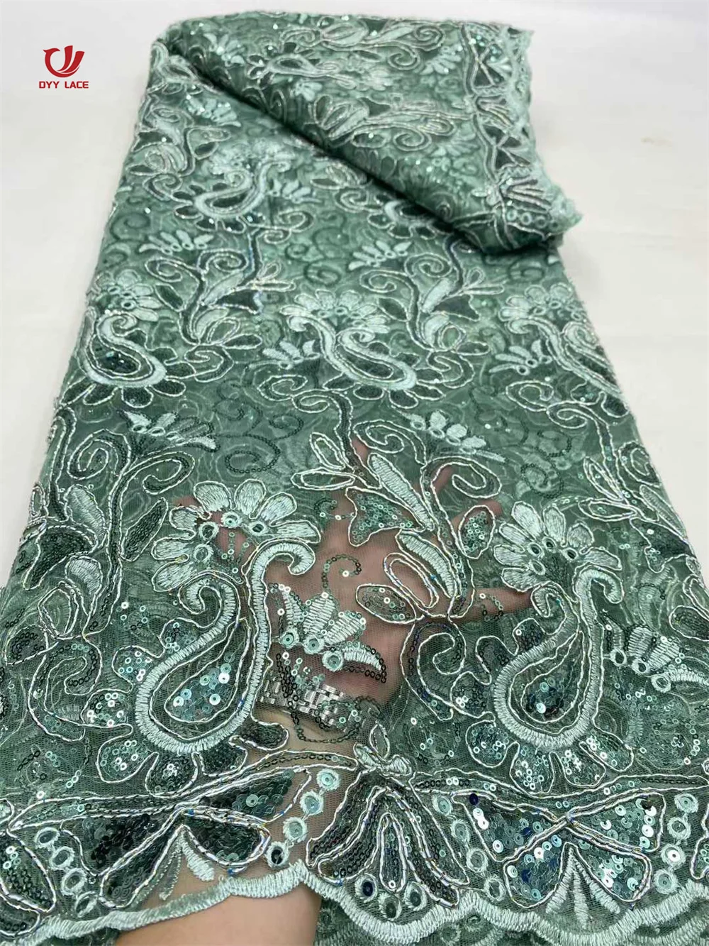 

Африканская кружевная ткань с блестками и бисером, 2021, высокое качество, нигерийская свадебная вышивка для жениха, французский тюль, шитье, 5 ярдов