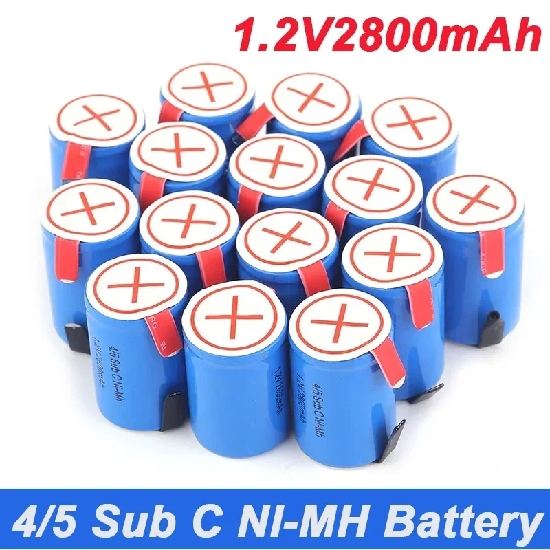 100% Original 2025 New High Quality 4/5SC SC Sub C Li Po Lithium Battery 1.2V 2800Mah Rechargeable NiMH Battery with Solder Rod