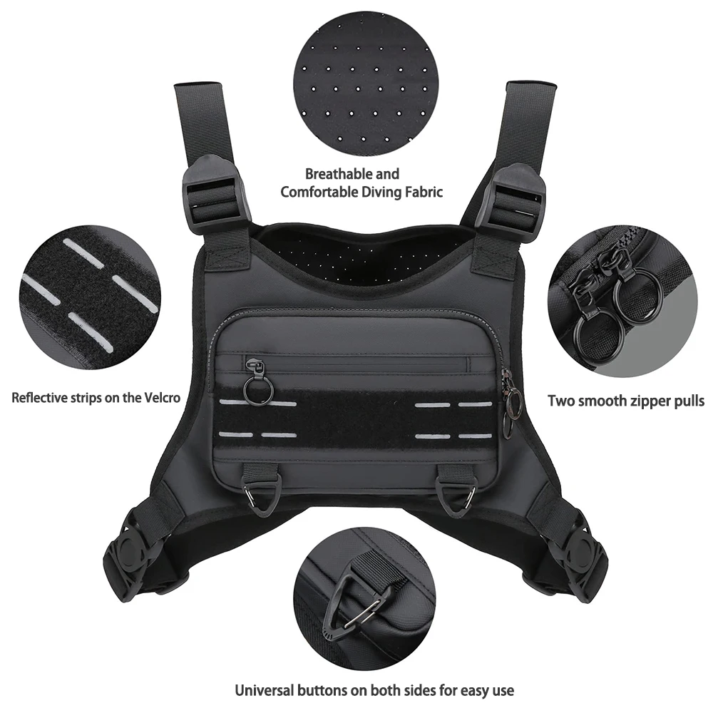 Wasserdichte Sport-Brusttasche Leichte Front-Brusttasche Laufweste mit integriertem Handyhalter für Laufen und Radfahren – Detail 3