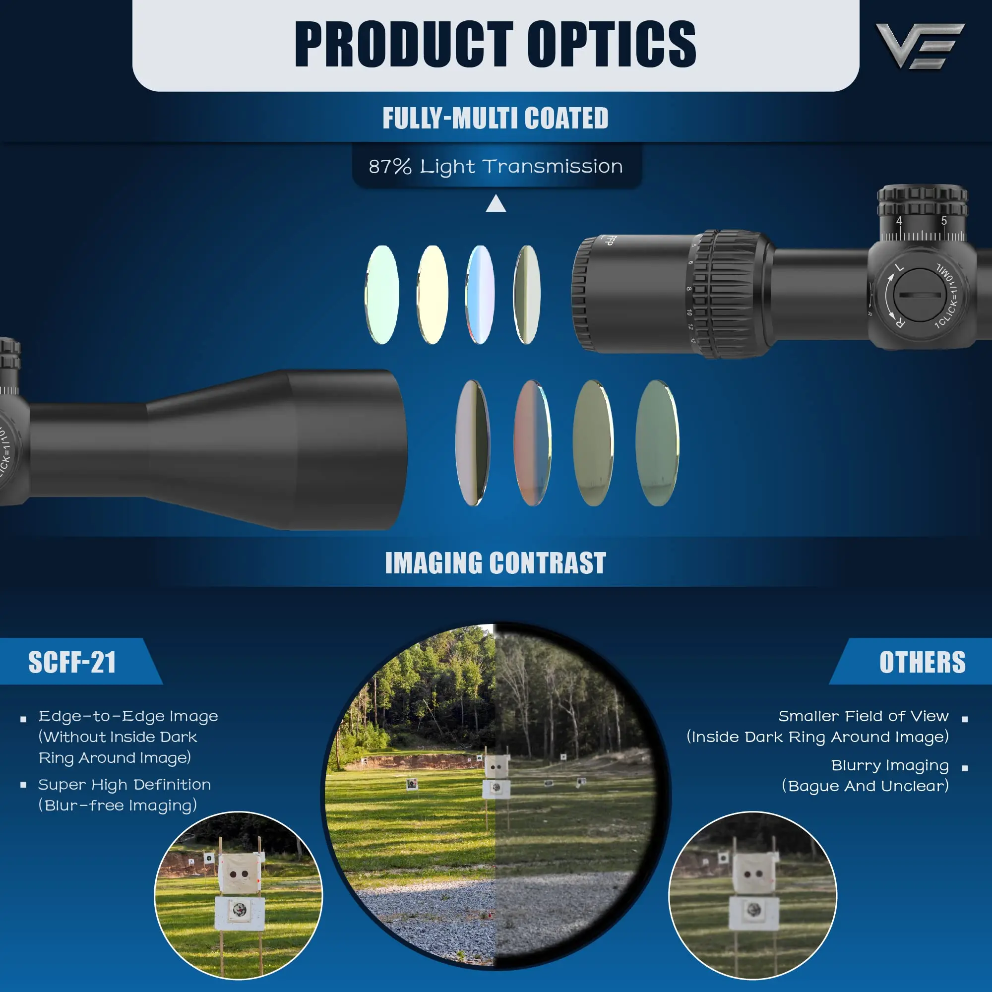 Vector Optics Veyron 3-12x44 SFP&FFP Hunting Riflescope Optical Spotting Scopes Etched MPR-4 Reticle fit Airsoft .223 .308win