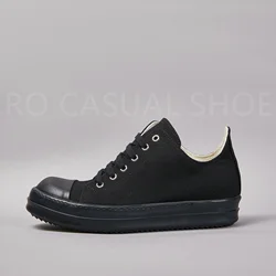 Ricks-Owens sapatos de lona preta para homens e mulheres, com renda, ao ar livre, design de luxo, baixo, qualidade superior, moda, casual