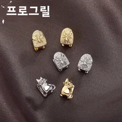 TOPGRILLZ Trend Single Animal Teeth Grillz Hip Hop Glossy Tooth Caps For Women Men Body Jewelry Halloween Decoration