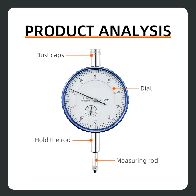 0-10mm Dial Gauge Measuring Tools 0.01mm Lever Dial Indicator Tester for Magnetic Base Dial Test Indicator