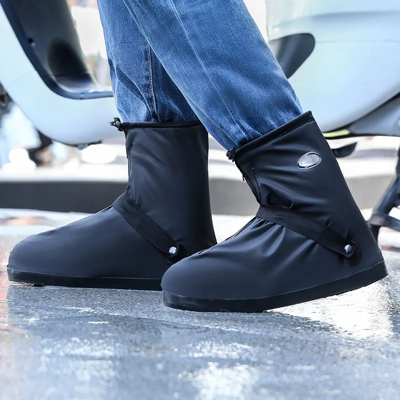 1 Pair Waterproof PVC Shoe Covers Reusable Anti-slip Rain Overshoes for Motorcycle Cycling Hiking Snow Sand Wet Ground
