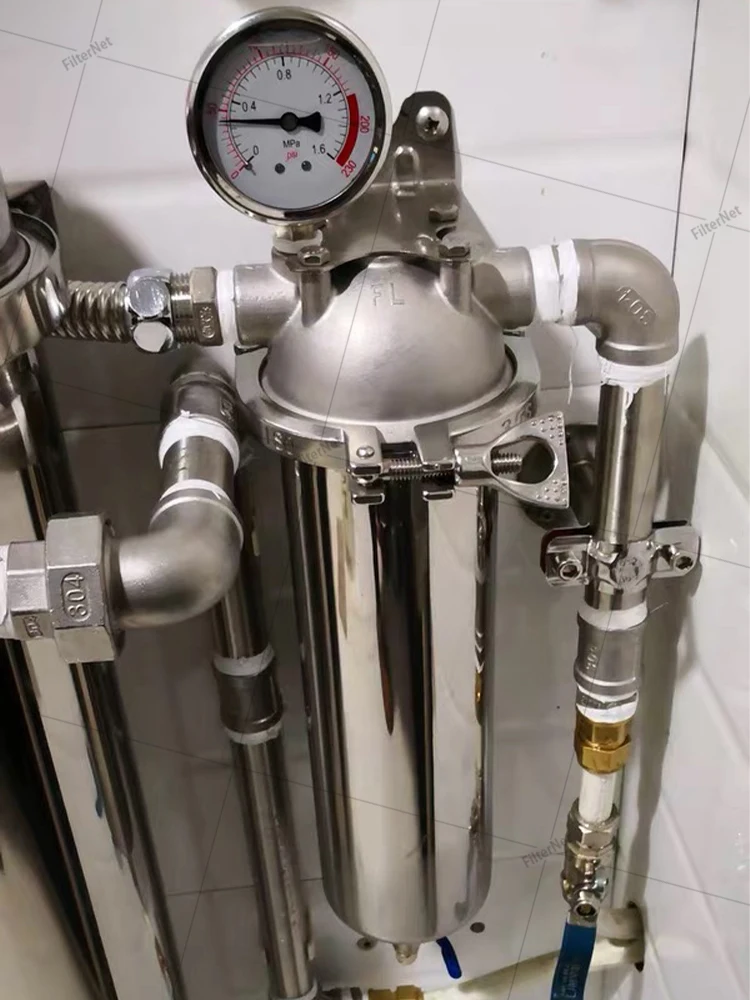 10*2.5 Inches 304 Stainless Steel Hot Water Filter Housing 1/2" 3/4" 1' For High Temperature High Flow