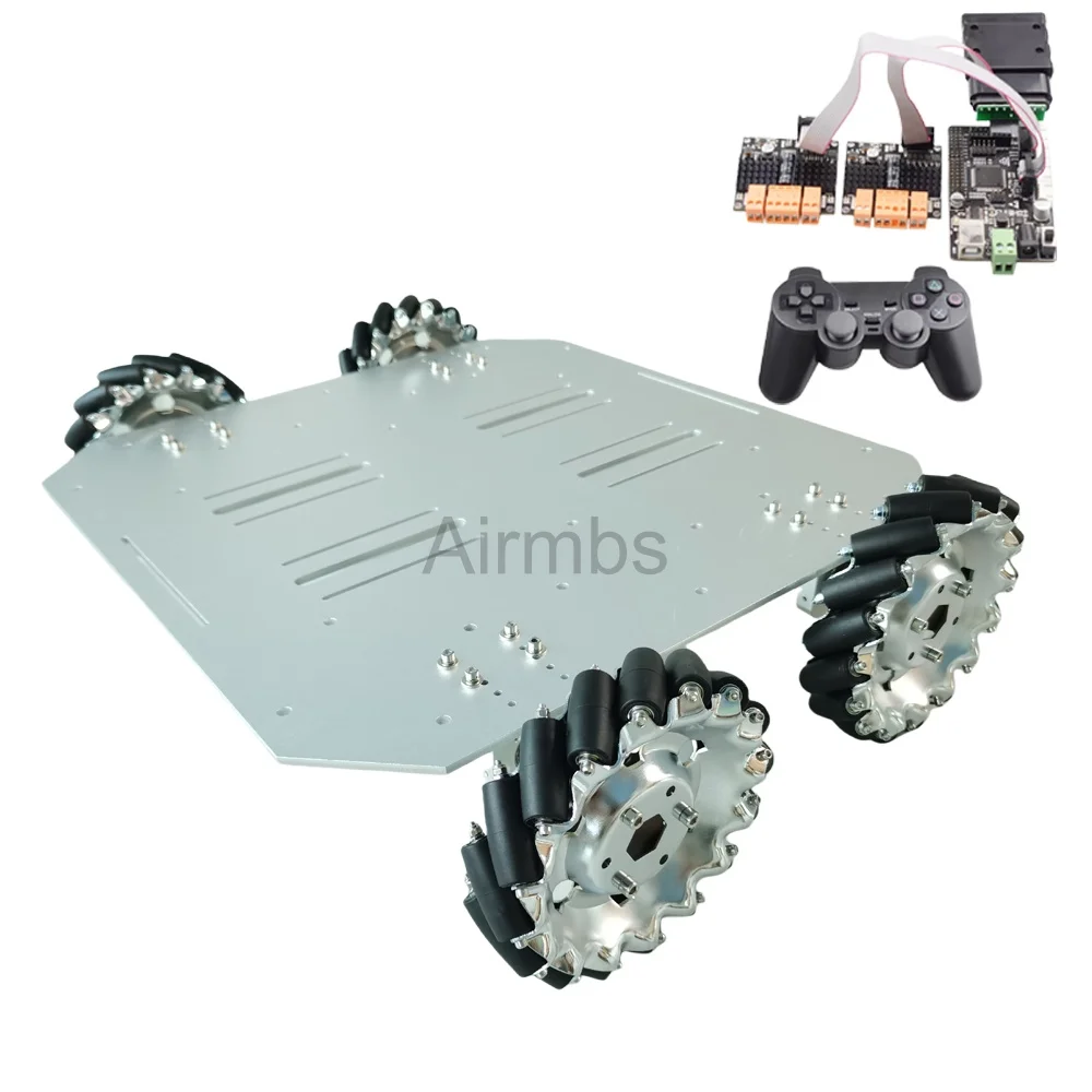 PS2 Control 80KG Load 4WD Mecanum Wheel Robot Car for Arduino Mega2560 with DC 24V Encoder Motor Speed Control ROS Platform
