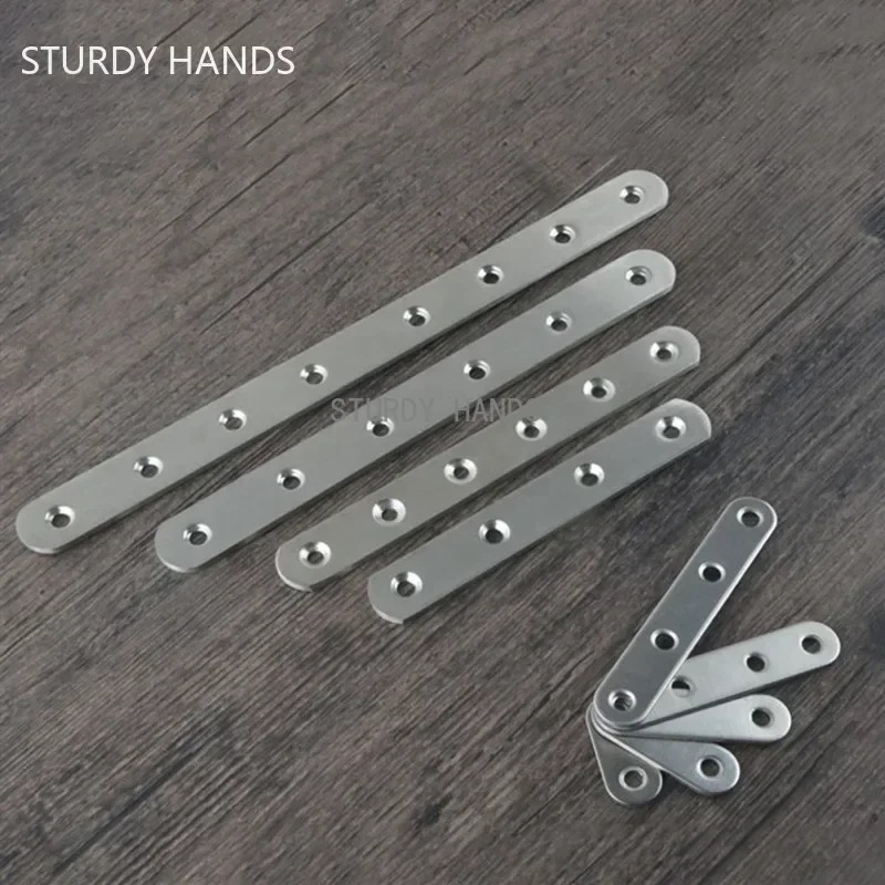 20Pcs Thickened Stainless Steel Corner Bracket Straight Piece Connector Flat Angle Code Furniture Fixed Hardware Fittings