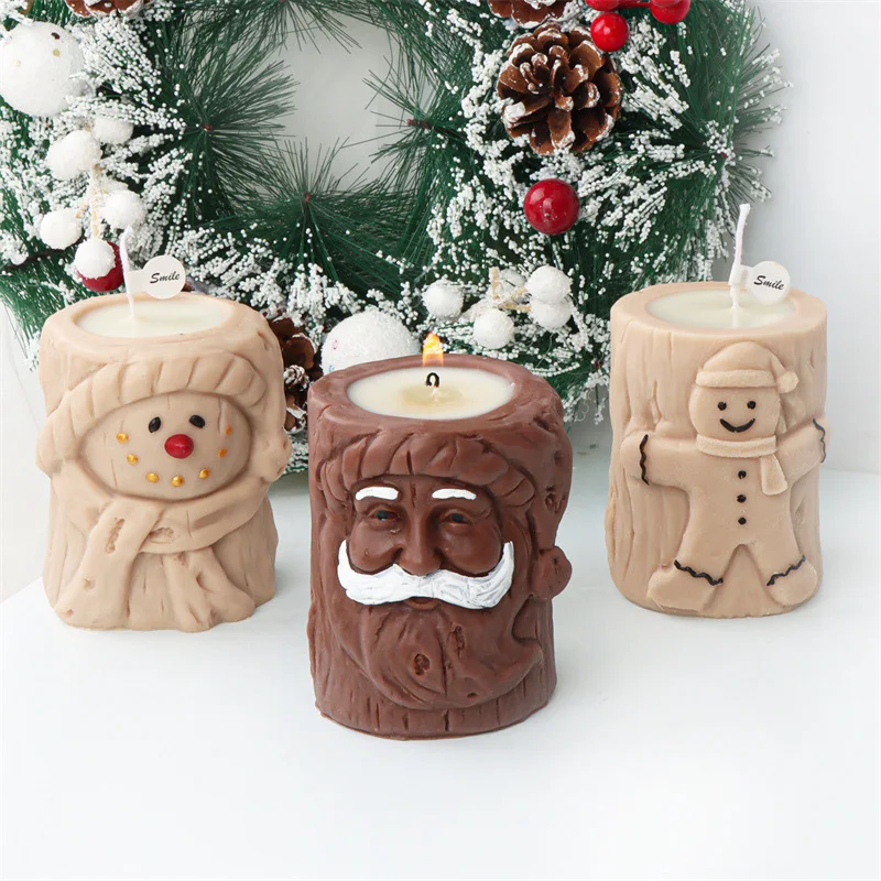 Molde de silicona en relieve navideño para velas hechas a mano, yeso, jabón, resina epoxi, decoración de Chocolate, yeso, hielo, molde para hornear DIY