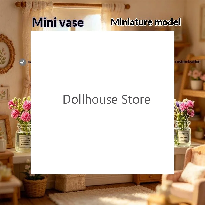 1 12 Scale Miniature Colorful Carnation Vase Realistic Clear Glass Jar For Dollhouse Decor Photo Props