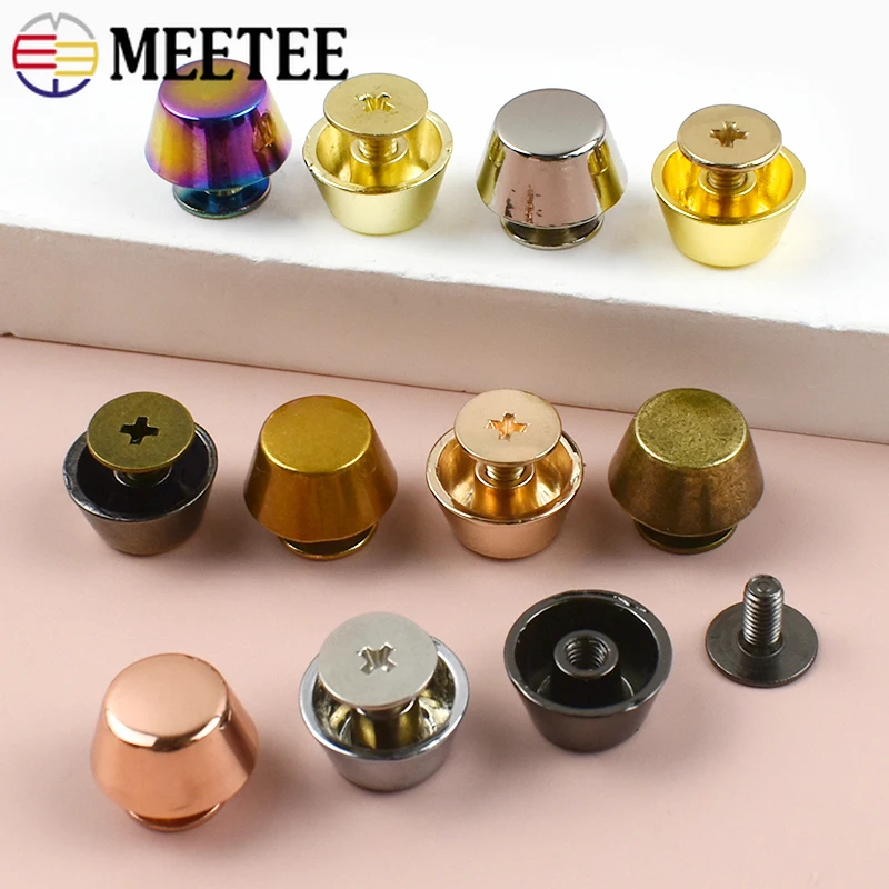 20/50Pcs Meetee Bag Metal Buckles Nail Rivets Handbag Bottom Feet Screw Studs Buckle Purse Decor Stud Sewing Leather Accessories