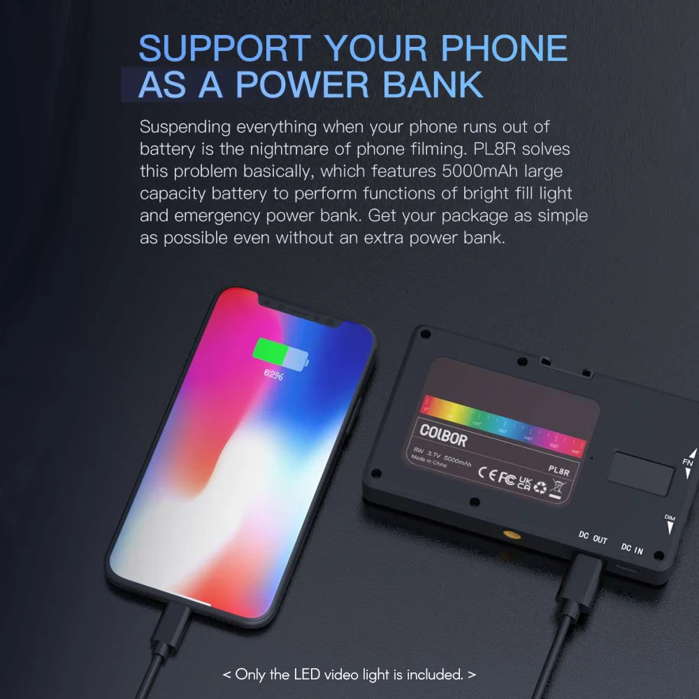 كولبور PL8R جيب RGB LED الفيديو الضوئي 2700K-6500K عكس الضوء على الكاميرا لوحة ضوء المغناطيسي المؤخر APP التحكم عن تيار مباشر