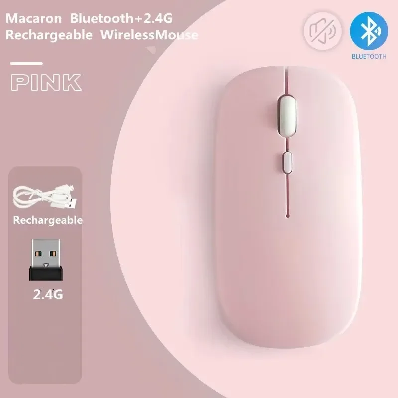 Zlhlmhybluetooth mouse 2.4g usb macaron recarregável sem fio para android windows tablet portátil notebook pc para ipad móvel