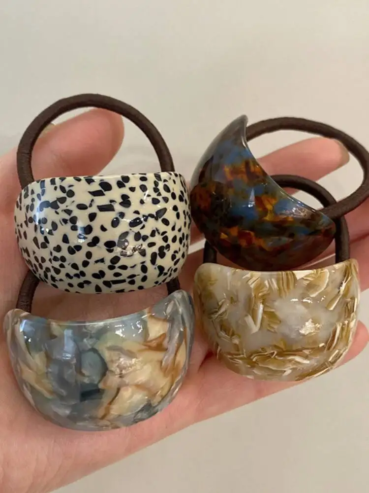 Cordes à cheveux circulaires ovales en acétate coréen pour femmes, Vintage, élastique, élastique pour queue de cheval, chouchous, accessoires pour cheveux, couvre-chef