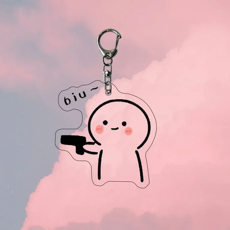 Internet Celebrity Cartoon Keychain Cute Funny Emoji Package Transparent Creative Matchstick Person Pendant Jewelry Accessory