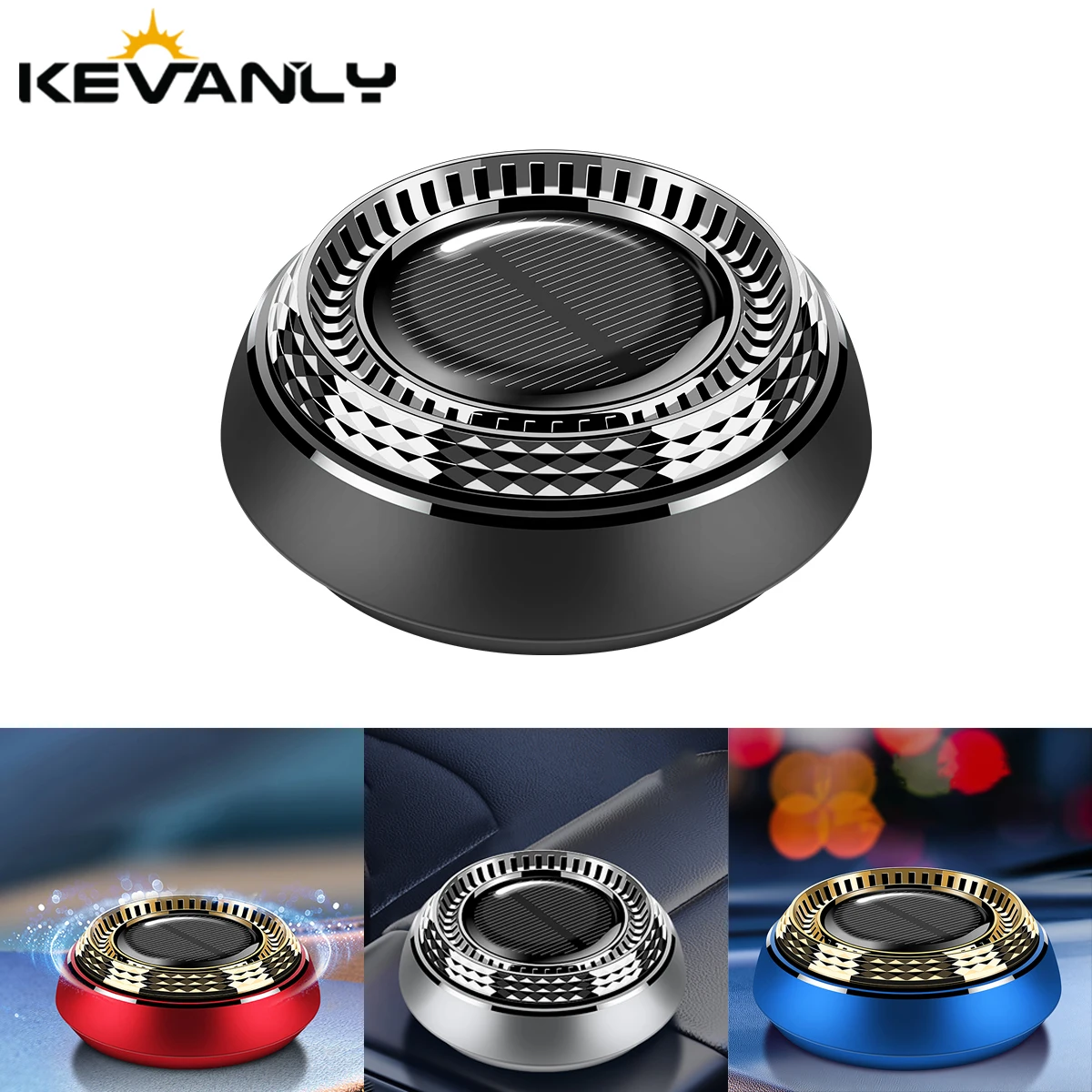1 pièce Désodorisant de voiture solaire pour console centrale, rotatif, aromathérapie, parfum Océan