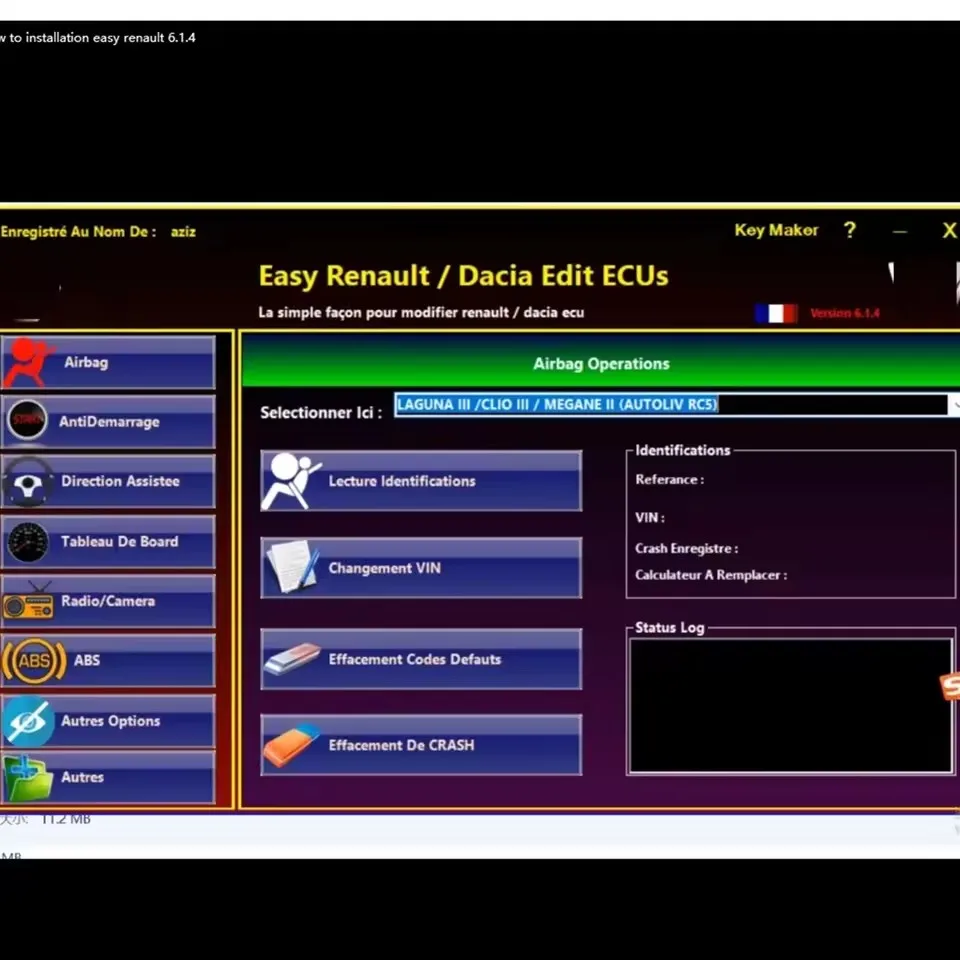 برنامج لرينو ECU Easy Renault 6.1.4 مبرمج واضح تحطم وسادة هوائية مفاتيح بطاقة UCH Cleaner WORK مع OBDLink Renolink