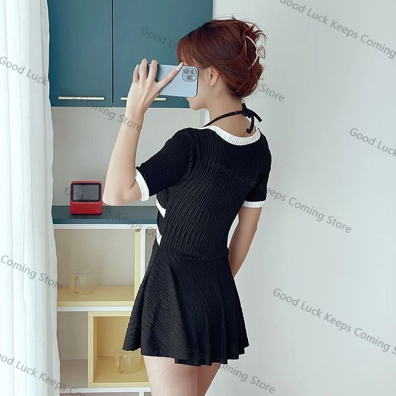 2025 plus Size Costume da bagno conservatore in puro colore da donna Design separato Vita che si attenua Nasconde difetti Gentle Ele New Sle