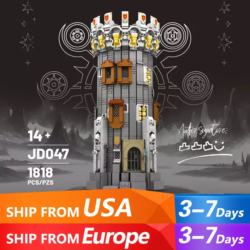 

1818PCS MOC Middle Ages Wizard Tower Model Building Blocks Magic World Stone Pagoda Architecture Model Ideas Toy Gift For Kid