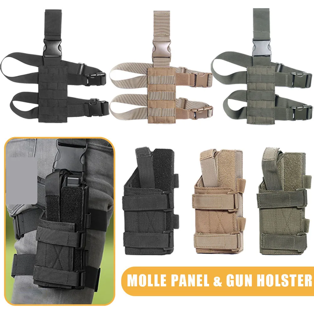 Tactical Gun Holster Universal Pistol Holster Tactical Drop Leg Holster Universal Panel Adjustable Platform Molle Module Bag