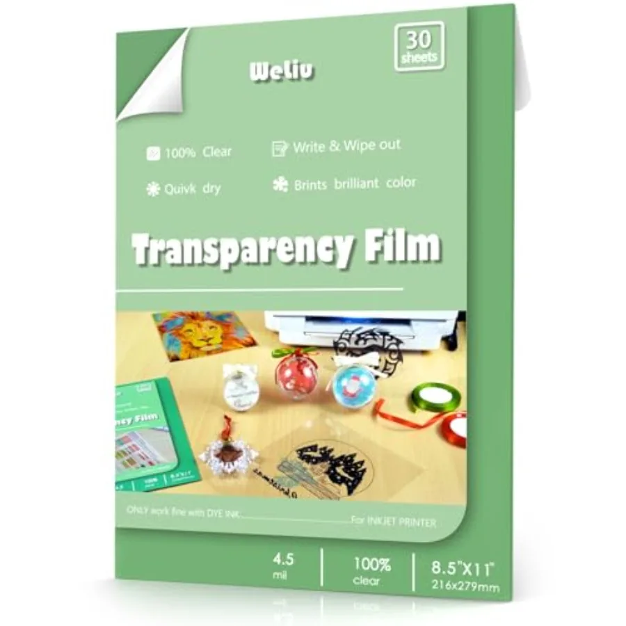 

Transparency Sheets for Inkjet Printers, Sheets 8.5" X 11", Clear Acetate Sheets, Inkjet Transparency Film and Transparency Pap