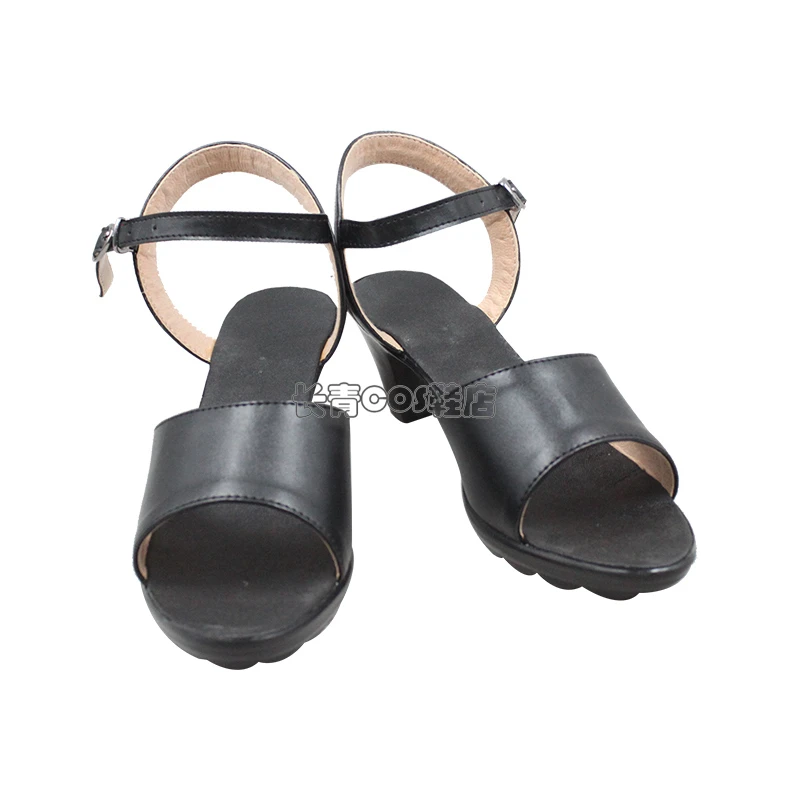 Personaggio anime Tsunade Scarpe cosplay Sandali neri fatti a mano Sandali in ecopelle Festa di carnevale Scarpe di Halloween