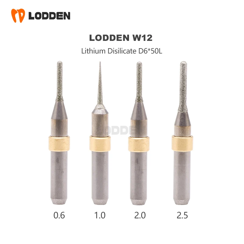 LODDEN W12 Lithium Disilicate Metal PMMA Shank DC Diamond Coating Milling Cutter Diameter Drill Dental Milling Burs material