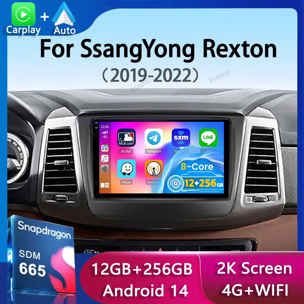 

Android 14 Carplay Auto для SsangYong Rexton 2019 2020 2021 2022 Автомобильный радиоприемник GPS Мультимедийный плеер Стерео 360 Камера 4G + Wi-Fi DSP