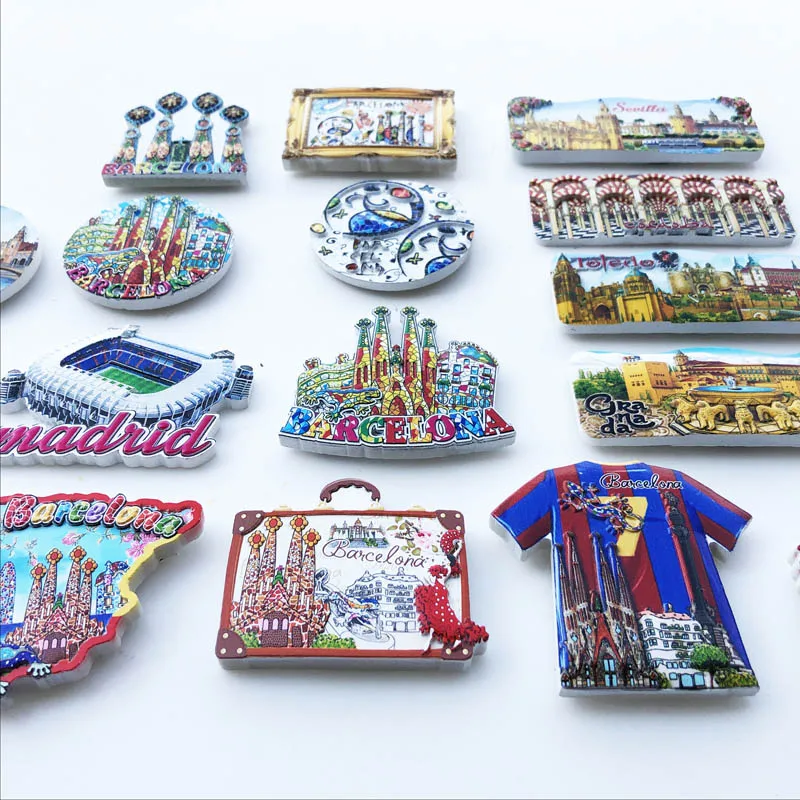 Spain Barcelona Fridge Magnets Tourist Souvenir Decoration Articles Handicraft Magnetic Refrigerator Stickers Collection Gifts