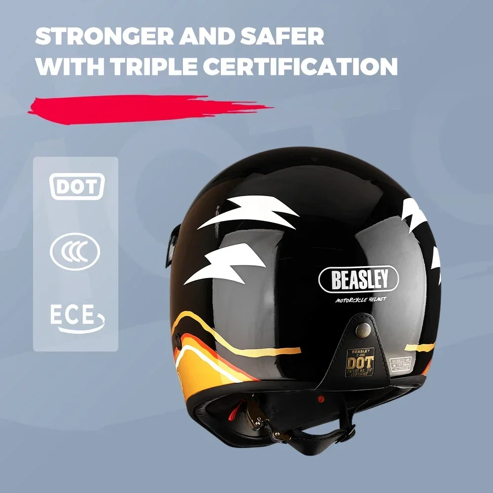 german style motorcycle helmets for sale Helmet DOT Approved Open Face Lightweight Low Profile Adult Men Women Vintage Half Skull Cap Helmets,M-XXL : Automotive AFX FX-19R Matte Black Color:Black with Orange Flame Current-Live 218 certification