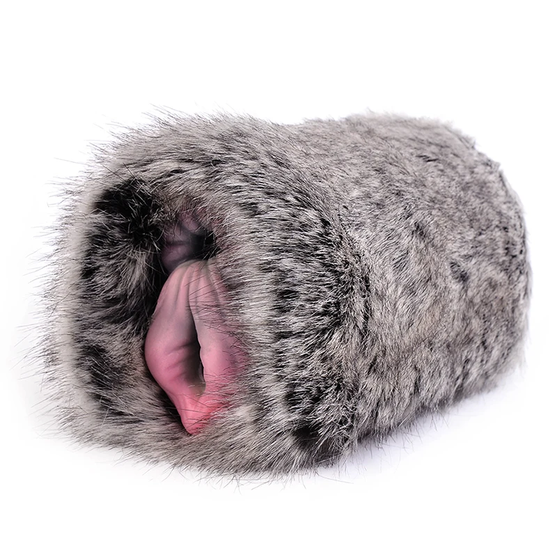 16.5*12cm Furry Cow Vagina & Anal Holes Fur Sleeve Removable Pocket Pussy Male Masturbator Adult Sex Toys for Penis Masturbation