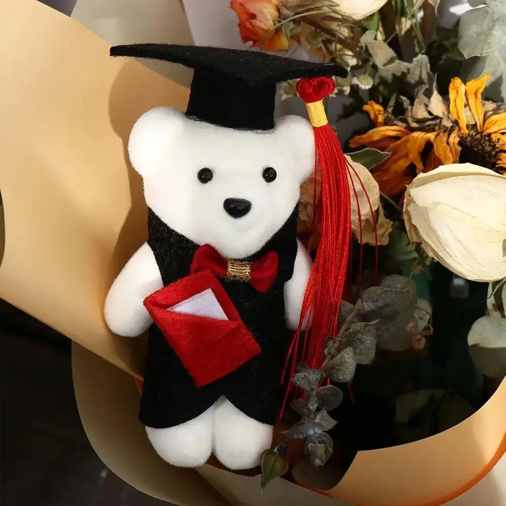 10 pcs/set Graduation Season Graduation Bear Doll Celebrate Party Graduation Ceremony Mini Bear Flower Bouquet Pendant Soft