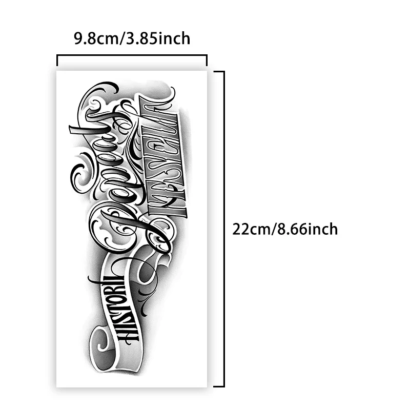Old English Letter Herbal Temporary Tattoo Stickers, Long-lasting Waterproof for One to Two Weeks, Fake Tattoo for Arm, Leg.