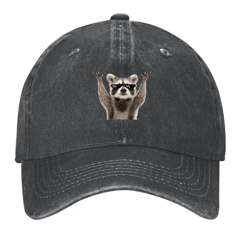 Raccoon Rock Sign Funny Glasses Baseball Cap Beach Bag Dad Hat Golf  Hat Men Golf Women
