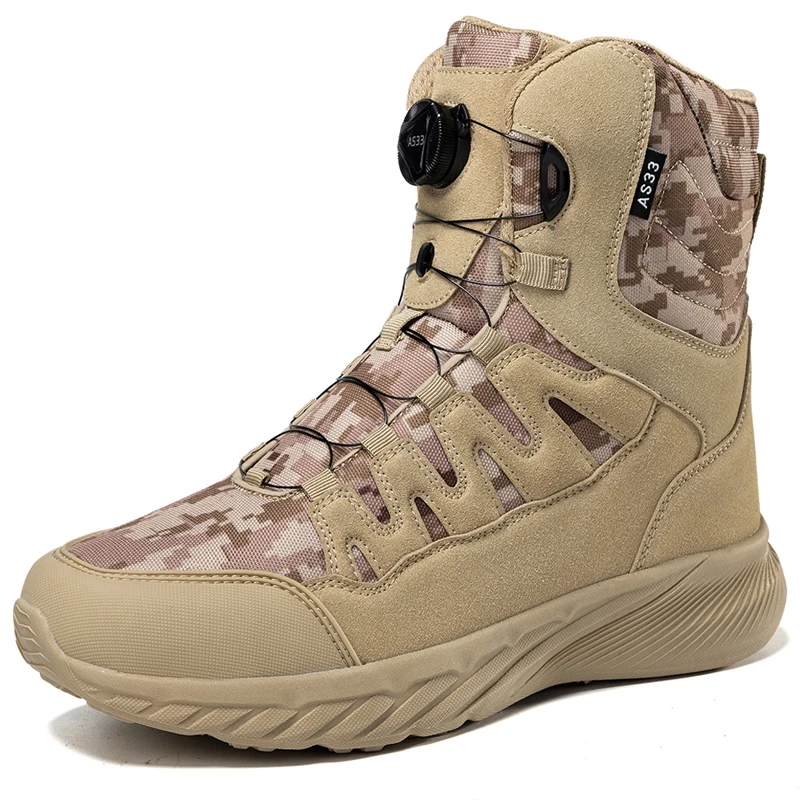 Rotating Button Men Desert Tactical Boots High-quality Men Boots Outdoor Combat Boots Wear Resistant Male Winter Boots 2024