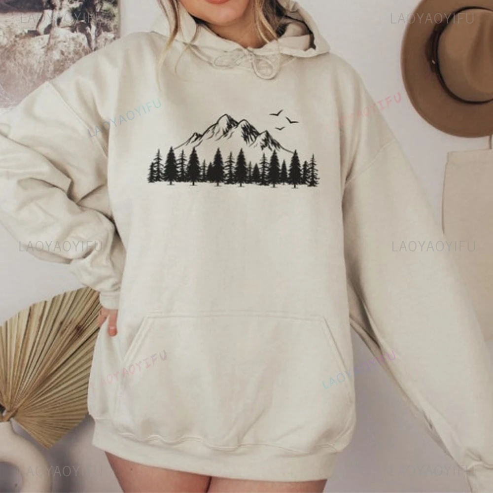 Mountain Nature Lover Man Women Sweatshirt Nature Prints Gift for Her Hiking Gift for Her Forest Print Girlfriend Boyfriend Gift