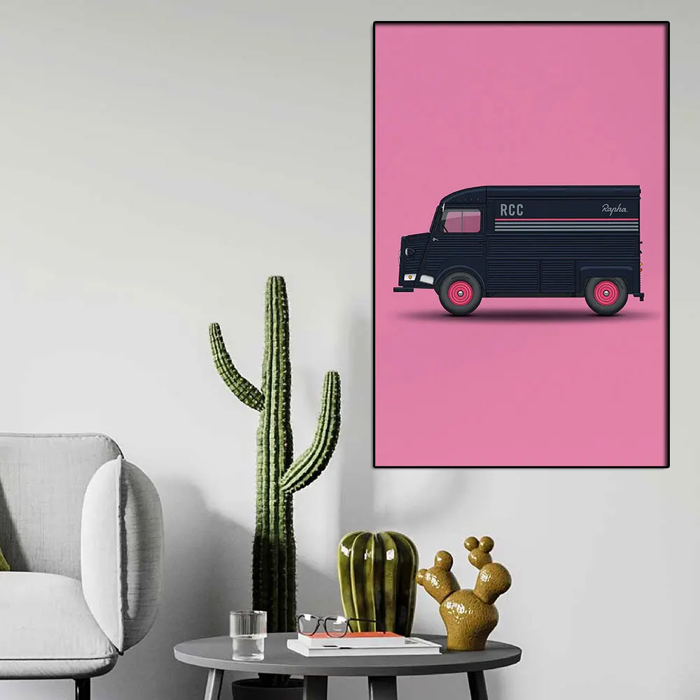 Famous Classic Pink Rapha RCC Citroën H Van Car Series Poster For Room Living Home Wall Art Decor Print Pictures Canvas Painting