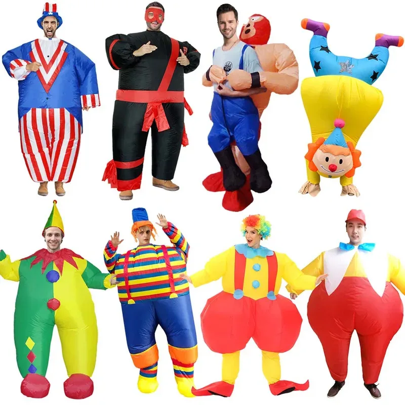 

New clown inflatable costume, funny suit, mascot Purim, Halloween and Christmas party Cosplay costume for adults, with multiple