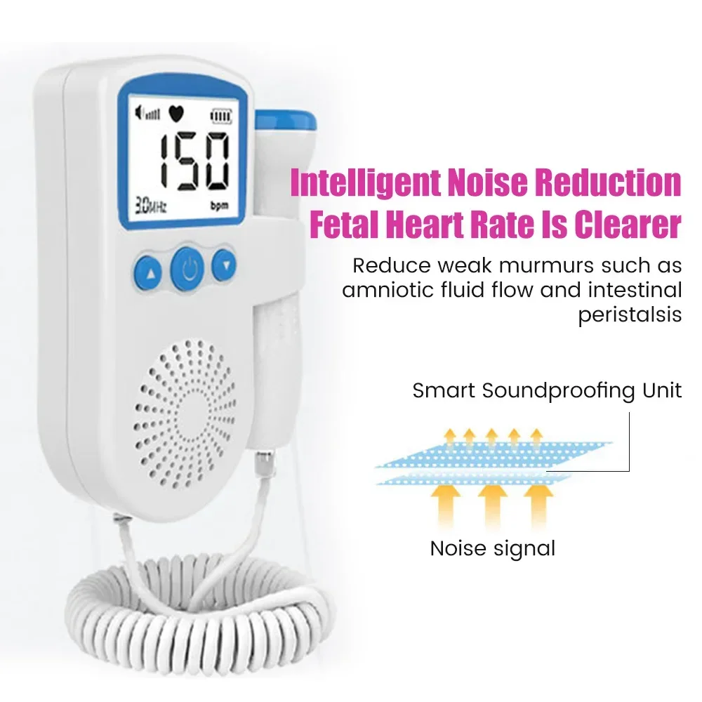 Fetal Doppler Heart Rate Monitor for Pregnancy Gift Babies Heartbeat Detector Pulse Meter No Radiation with Ultrasound Gel