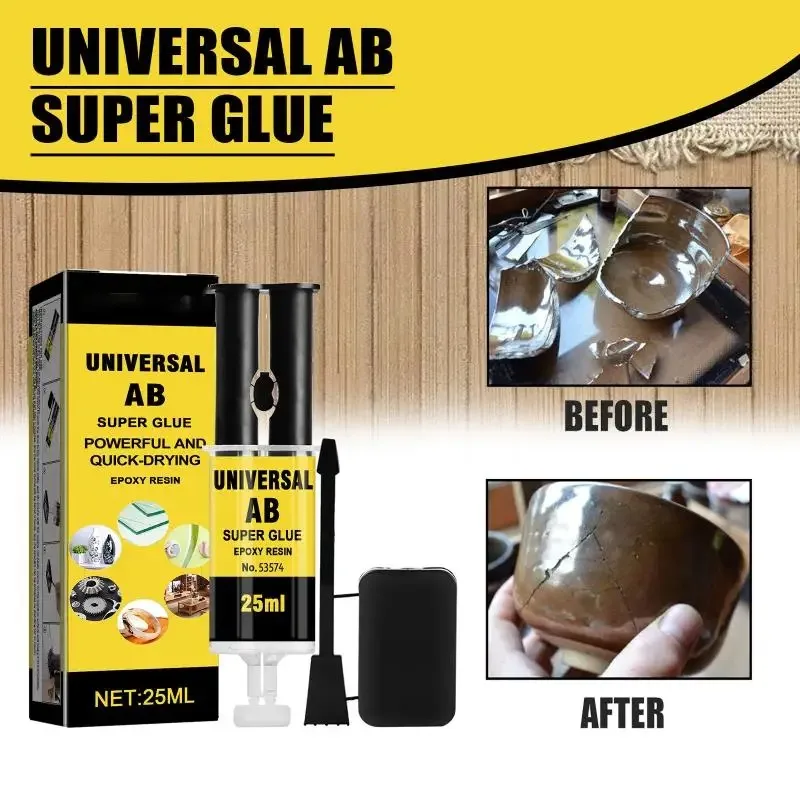 25ml Box Epoxy Resin AB Adhesive Waterproof And High Temperature Resistant All-Purpose Repair Push-Pipe Glue Woodworking Diy