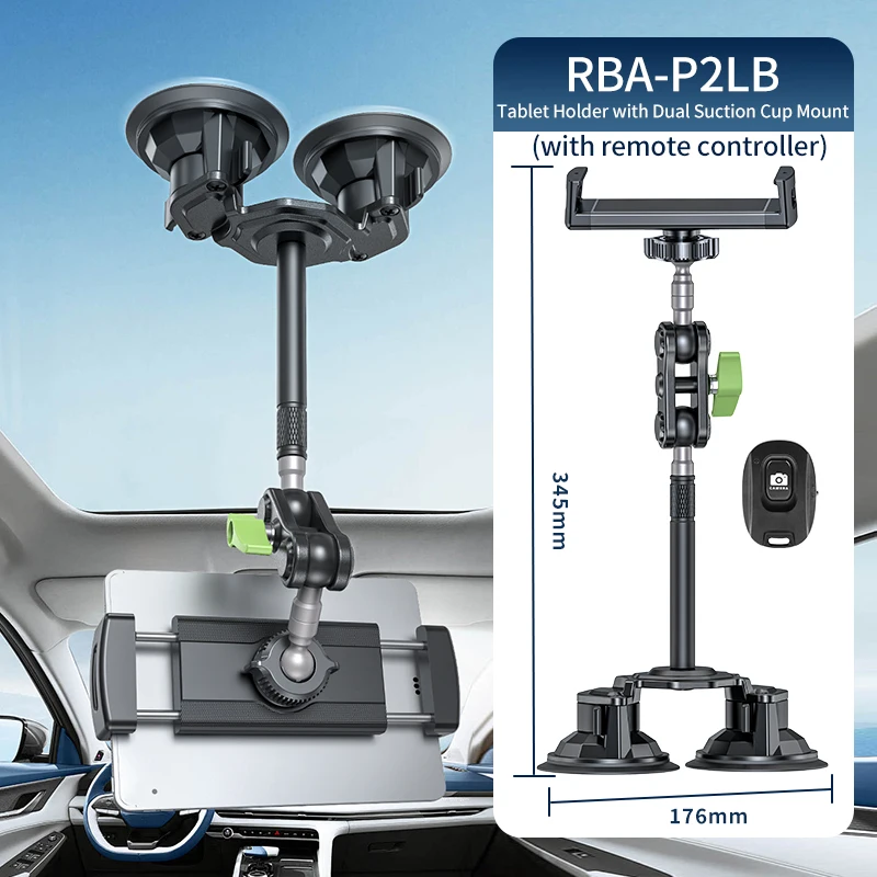 Hot Seller Universal Dual Suction Cup Mount Tablet Holder with Extension Rod Tablet Clamp for iPad or Other Tablets - view 4
