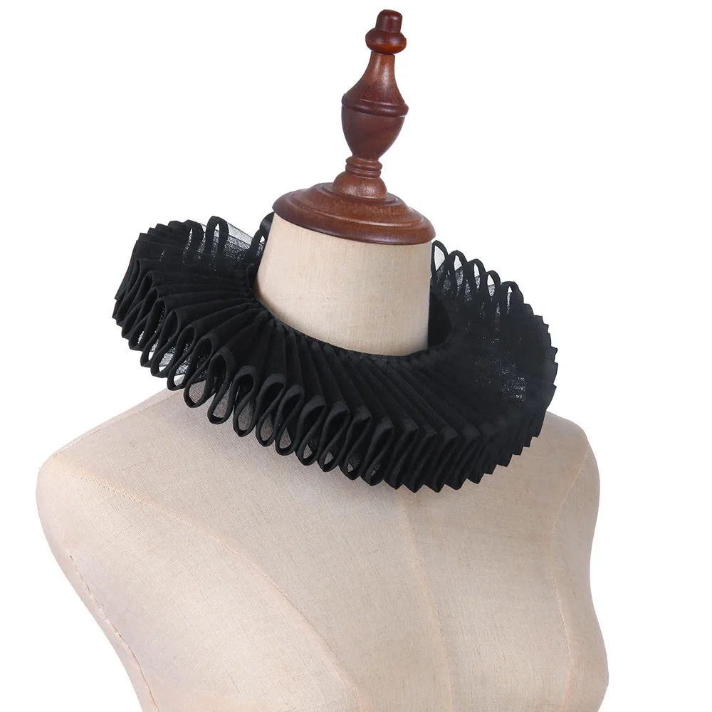 Detachable Shakespeare Neck Ruffled Collar Vintage Victorian Costume Renaissance False Collar Elegan Retro Ruff Collar