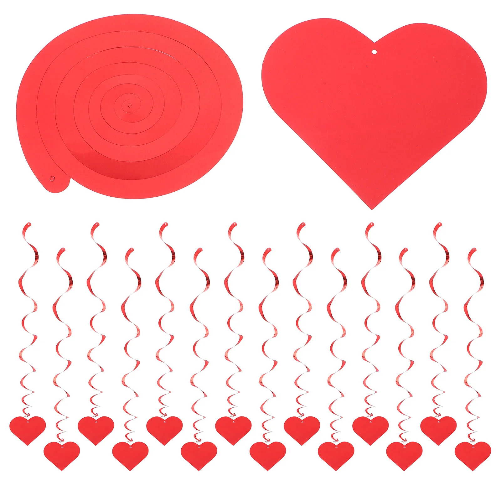 18 Pcs Heart Spiral Pendant Engagement Banner Decoration Decorations Birthday Party Ribbon