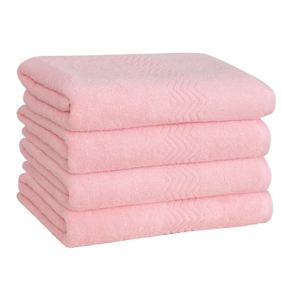 Pacote com 4 Toalhas de Banho de Algodão 100% Plush 27x54 Rosa